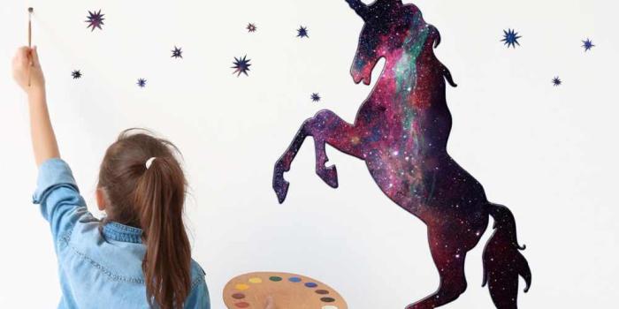 1000x1000 3D Cartoon Cute Magic Unicorn Stars Moon Galaxy Wall Sticker For Kids Girls  Rooms Nursery Wallpaper Home Decor Vinyl Wall Decals