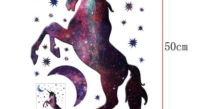1000x1000 3D Cartoon Cute Magic Unicorn Stars Moon Galaxy Wall Sticker For Kids Girls  Rooms Nursery Wallpaper Home Decor Vinyl Wall Decals