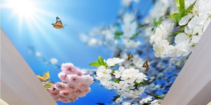 1000x802 Europea 3D ceiling photo sunshine and blue flowers custom wondeful ceiling  wallpaper non-woven 3d sticker ceiling