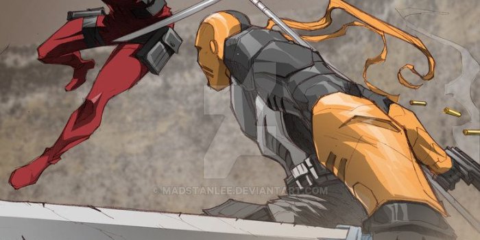 780x1025 Deadpool Vs Deathstroke (Battle of the Wilsons) by madstanlee on