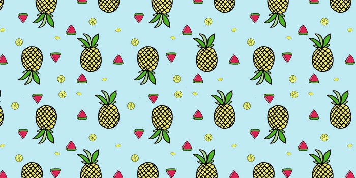 2560x1024 Download wallpaper 2560x1024 pattern, fruit, tropical, pineapple