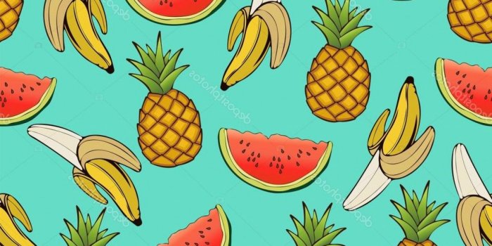 1228x1228 Stock Illustration Banana Pineapple And Watermelon Slices | SOIDERGI