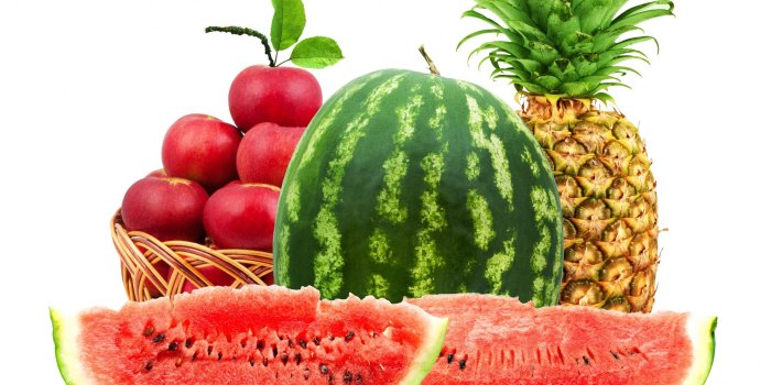 2217x1603 Photo pieces Apples Pineapples Watermelons Food Fruit 2217x1603