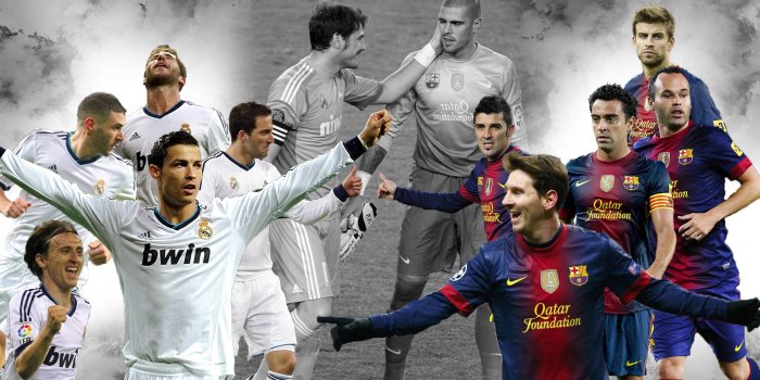 2300x1400 Messi Ronaldo Barcelona vs Real Madrid fc Wallpaper LES SPORTS 2300x1400