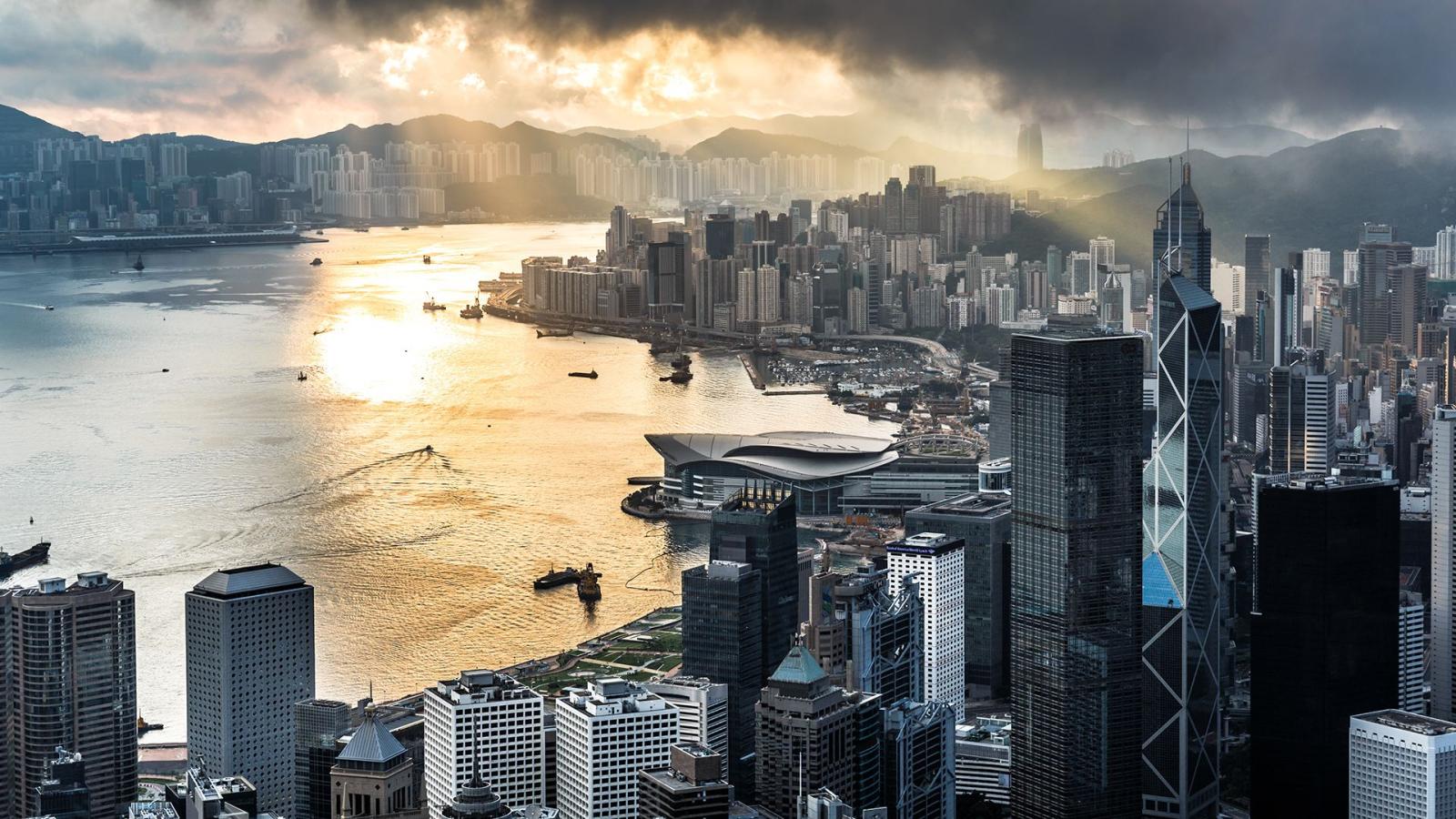 1920x1080 Morning in Hong Kong from Victoria peak, China | Windows 10