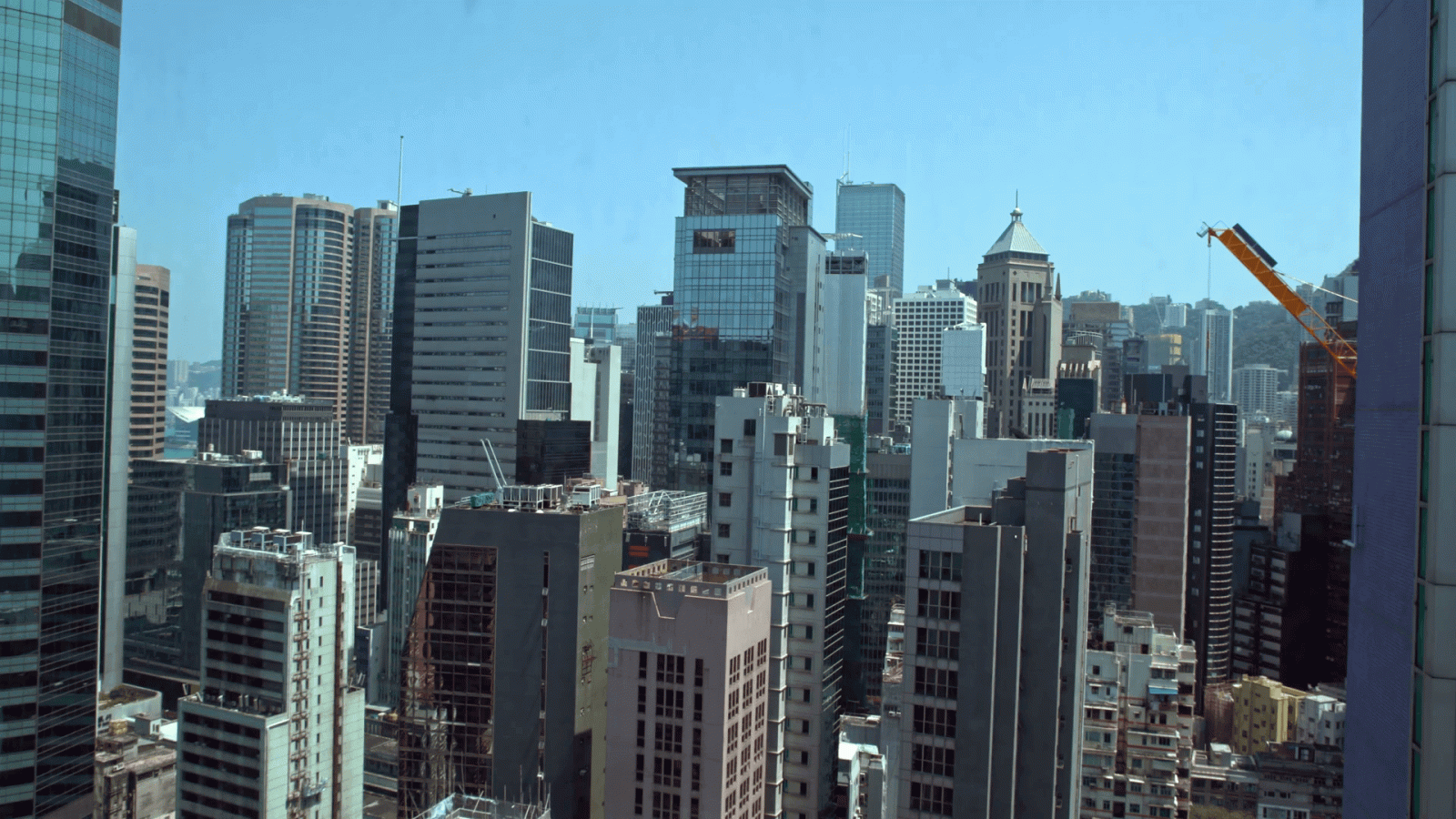 1920x1080 4K Aerial view of the downtown Hong Kong city buildings with oficines and  windows background from above cityscape of capital daytime-Dan Stock Video 