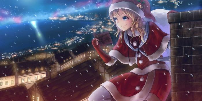 1680x1050 Cute Anime Girl Christmas Wallpapers HD