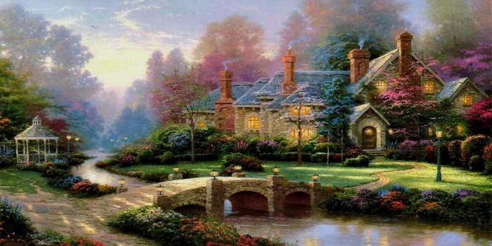 1920x1080 35+ Paintings Thomas Kinkade Fall Wallpapers - Download at WallpaperBro