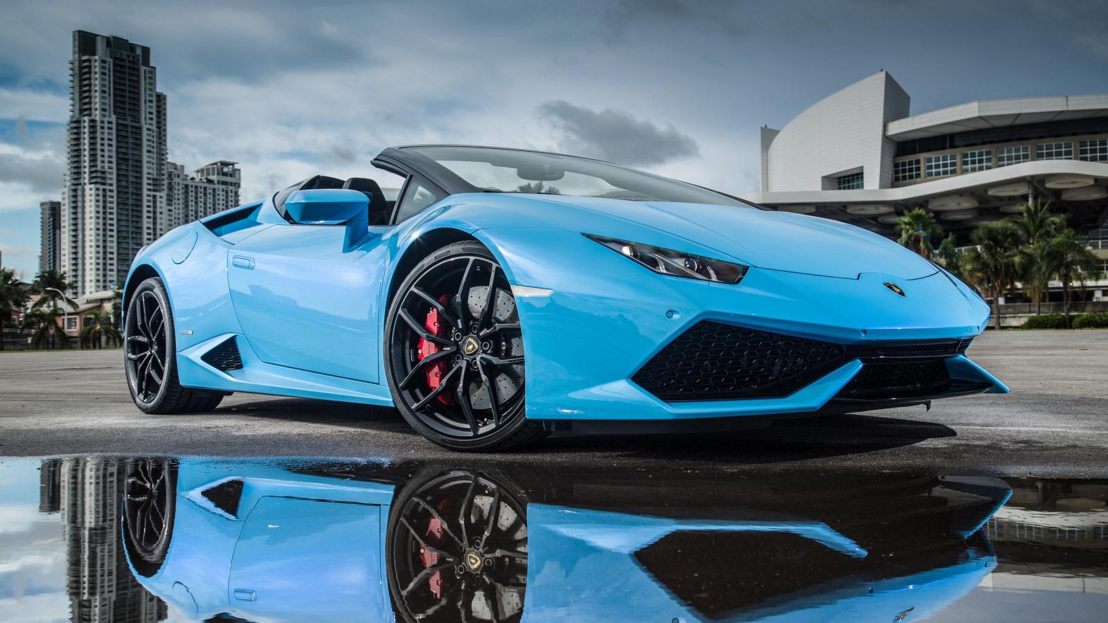 3840x2160 Wallpaper Lamborghini Huracán LP 610-4 Spyder, bodykit, blue, Cars