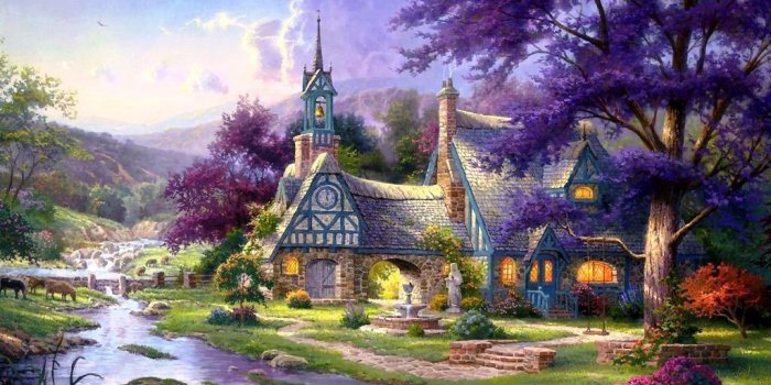 1024x768 50+ Thomas Kinkade Winter Desktop Wallpapers - Download at WallpaperBro