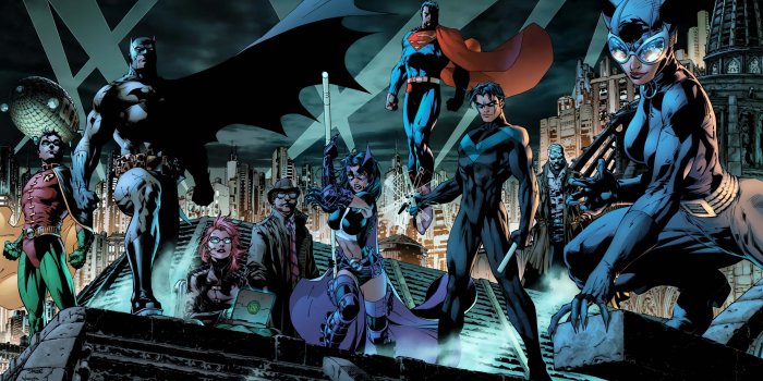 3840x2042 Comics DC Comics Robin Batman Superman Nightwing Catwoman Huntress