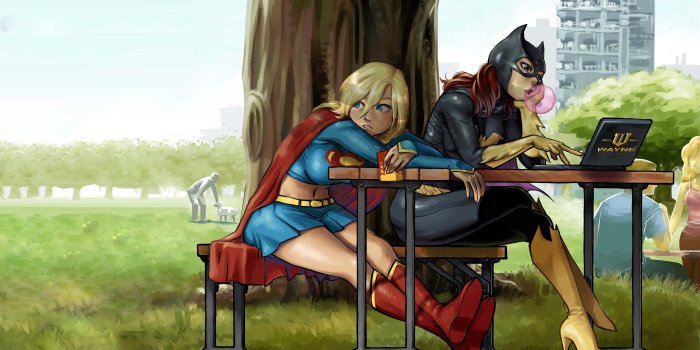 4537x2552 HD wallpaper: supergirl and batman love art, Batgirl, DC Comics