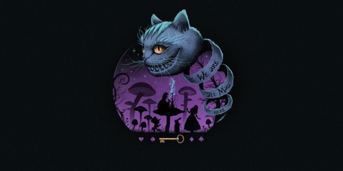 1332x850 Wallpaper Minimalism, Smile, Cat, Alice in Wonderland, Madness