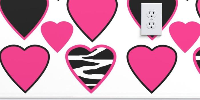 1024x1024 Hot Pink Zebra Animal Print Hearts - Spoonflower