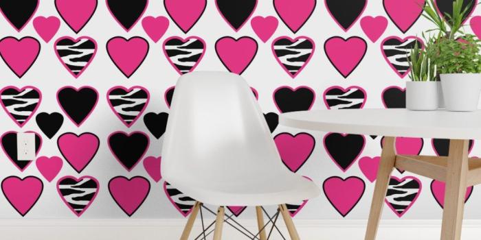 1024x1024 Hot Pink Zebra Animal Print Hearts - Spoonflower