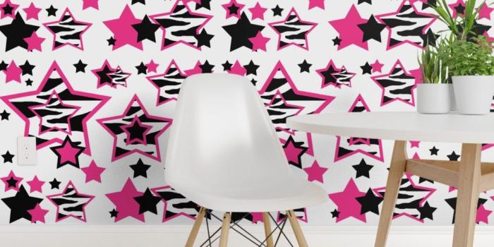1024x1024 Hot Pink Zebra Star Animal Print Geometr - Spoonflower