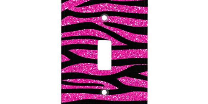 1104x1104 Hot Pink Faux Glitter Zebra Pattern Light Switch Cover | Zazzle.com
