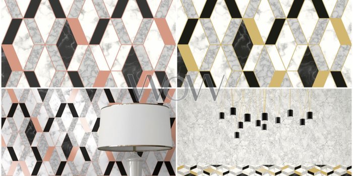 1600x1600 Details about MURIVA GEOMETRIC METALLIC MARBLE WALLPAPER - COPPER ROSE GOLD  BLACK