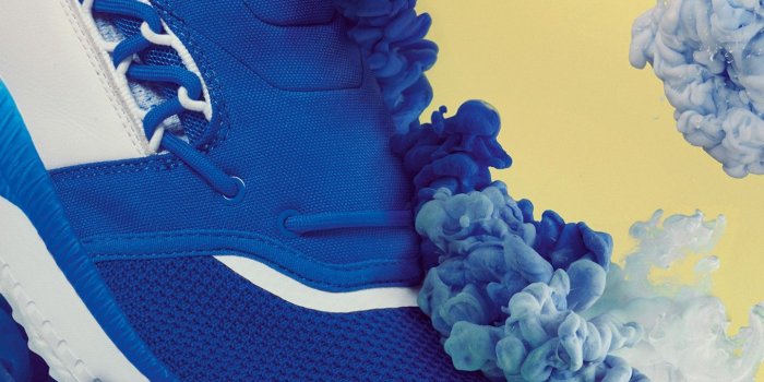 1440x2560 Wallpaper Puma Sneakers, Explosion, Blue, 4K, Creative Graphics, #9175