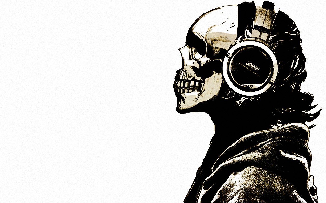 1280x800 skull with headphones wallpaper | Other Wallpapers Skull Headphones