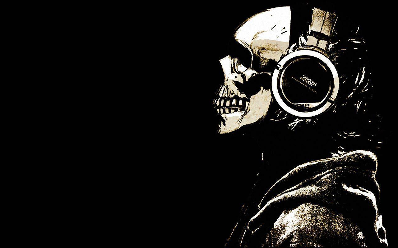 1280x800 Skull With Headphones Wallpapers
