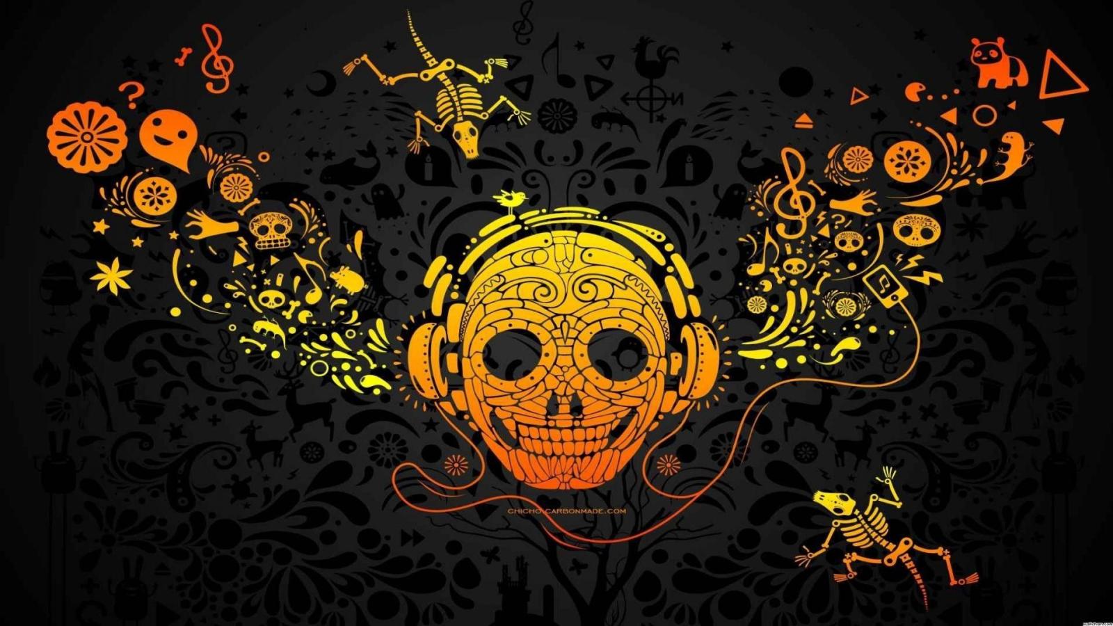 1920x1080 2963435 1920x1080 skull digital art headphones colorful wallpaper