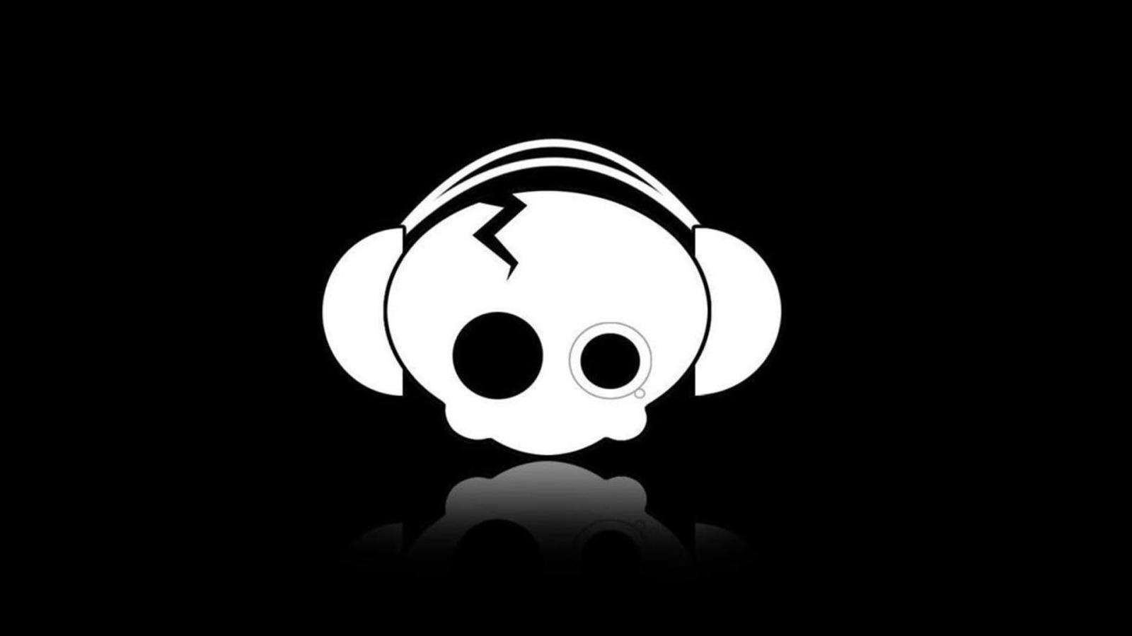 1920x1079 White skull with headphones wallpaper, horror, black, minimalism HD