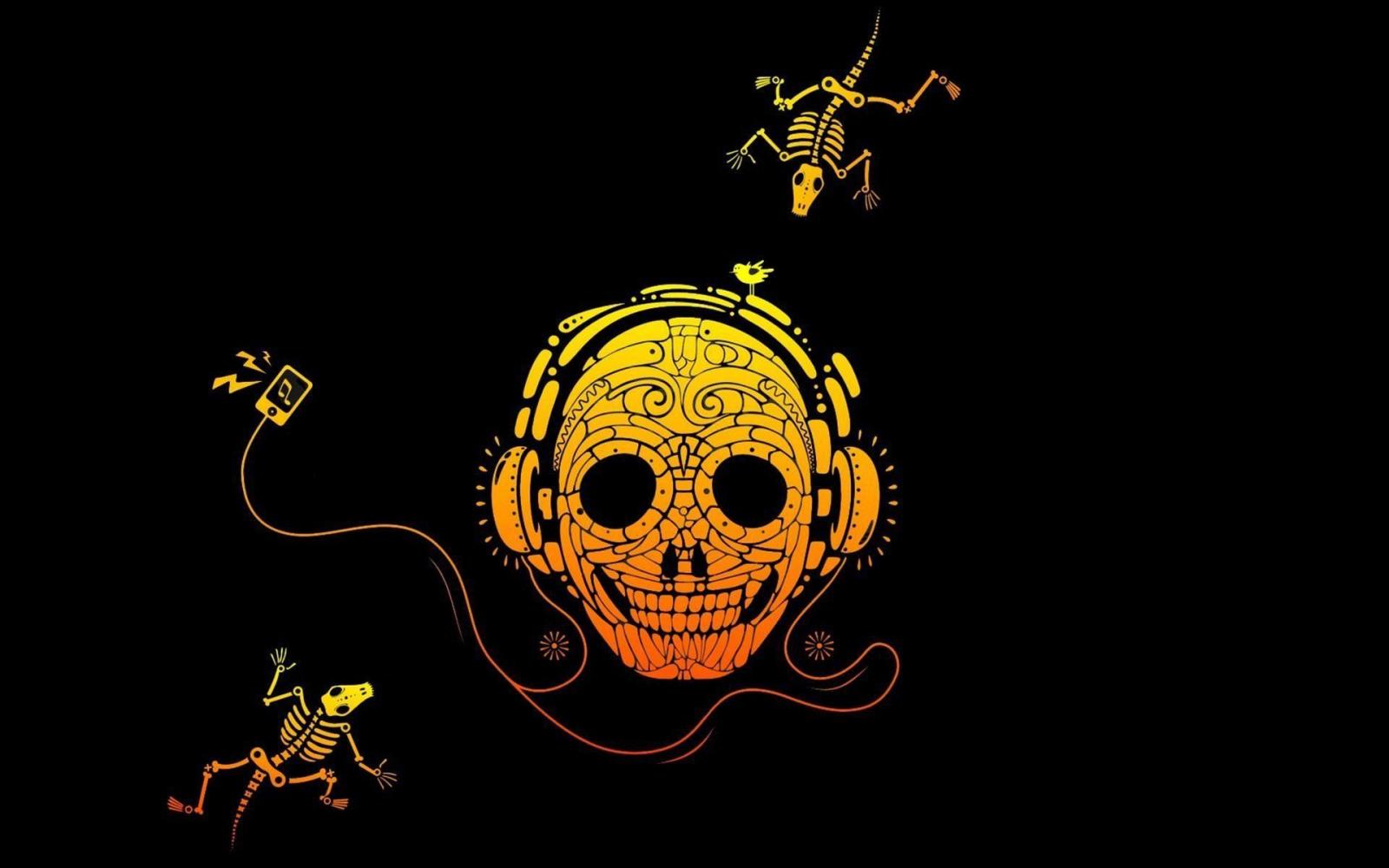 1920x1200 Skull with headphones on HD desktop wallpaper : Widescreen : High