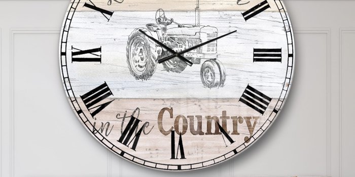 2000x2000 Designart 'Farmhouse Moment Tractors' Farmhouse Wall CLock