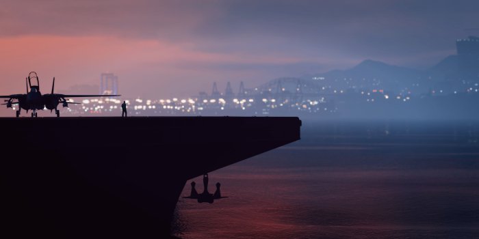 5120x2160 Photos GTA 5 Fighter Airplane Aircraft carrier American 5120x2160