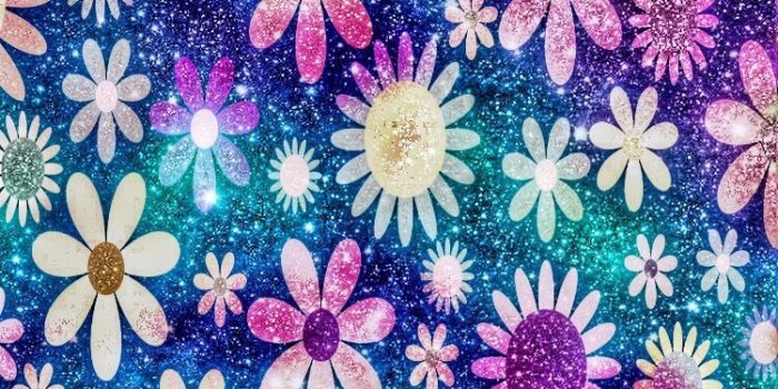 750x1334 digitalart wallpaper flowers pattern glitter sparkle...