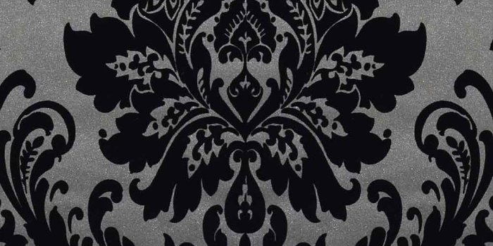 1000x1524 New Exclusive Havana Velvet Flock Black/Grey Damask Wallpaper (H66001)