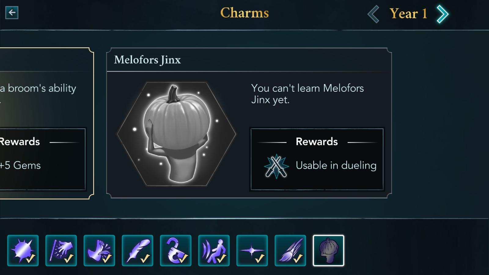 2560x1440 Melofors Jinx has been added to Y1 Charms list. : HPHogwartsMystery