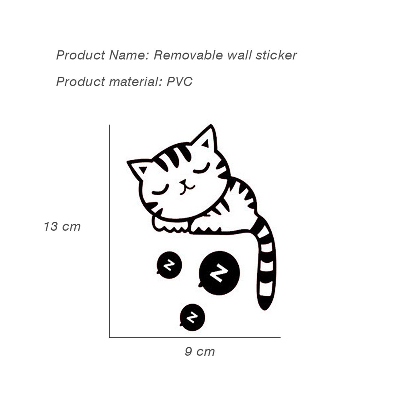 1400x1400 Morenitor DIY Wall Stickers, Cute Creative Cartoon Animal Pattern Removable  Vinyl Wallpaper Wall Decor for Home, School, Office, Cafe (Snooze Cat)