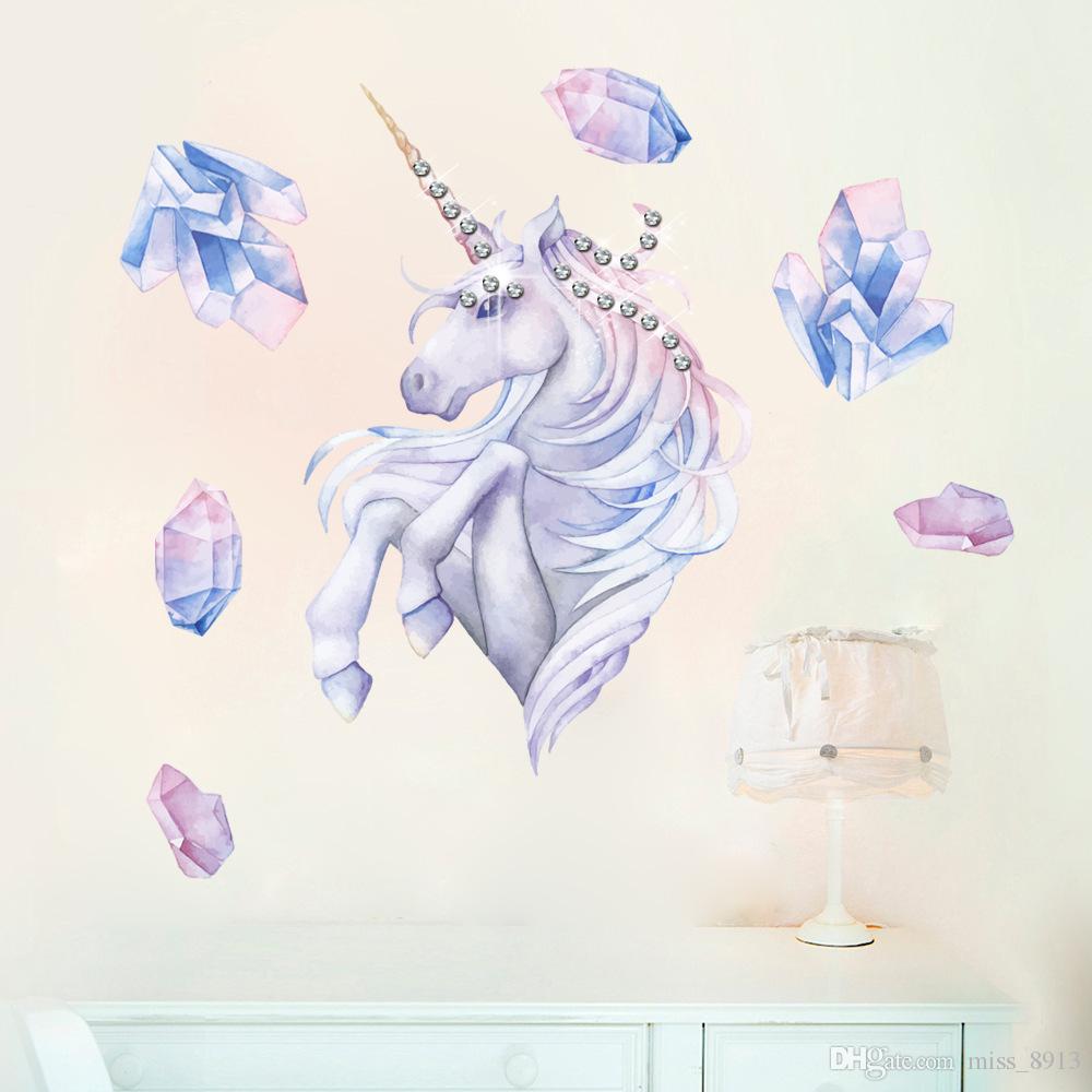 1000x1000 Cartoon Wall Stickers with Crystals Purple Cute Animal Wallpaper Bedroom  Wall Decals Kids Living Room Baby Room Home Decor