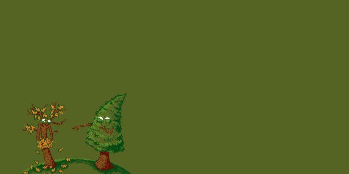 1920x1200 Summer tree laughing at an autumn trees wallpaper - Funny wallpapers