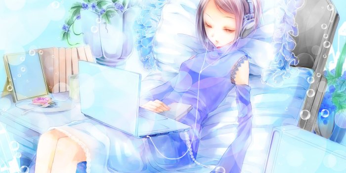 2472x1748 Photo Laptops Headphones Girls Anime 2472x1748