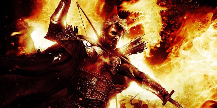 2560x1600 Warrior holding sword with fire dragon HD wallpaper | Wallpaper Flare