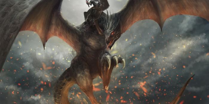 4000x2612 HD wallpaper: fiction, fire, dragon, the game, hand, wings, sword