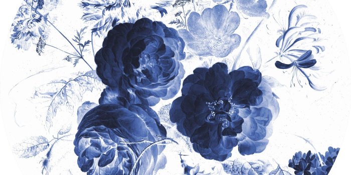 2000x2000 Royal Blue Flowers 001 Wallpaper Circle by KEK Amsterdam – BURKE DECOR