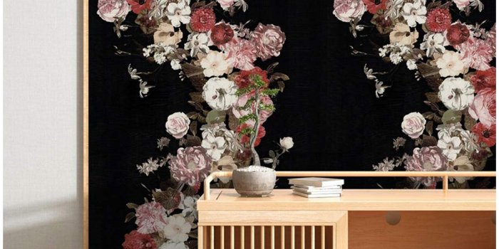 1001x1104 HaokHome 690106 Vintage Rose Flower Wallpaper Floral Black/Pink/White Home  Bedroom Wallpaper 20.8