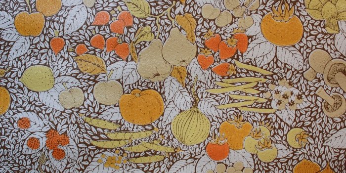 1500x1148 1970's Vintage Retro Wallpaper Kitchen Fruit and Vegetable Collage