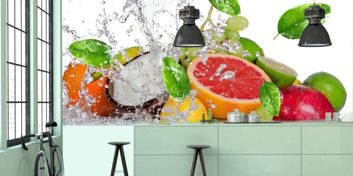 1600x1148 Kitchen Wallpaper Wall Murals - Fruit under water | Fototapet.art