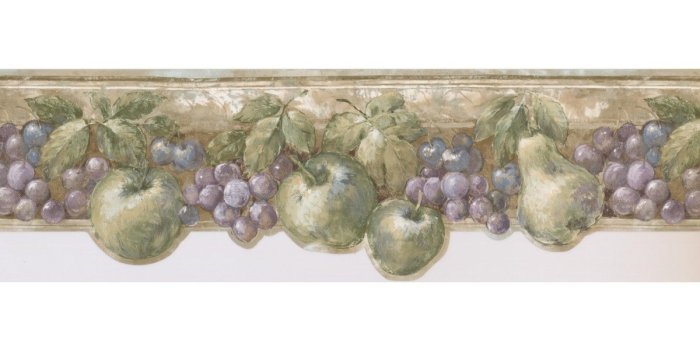 1200x900 Prepasted Wallpaper Borders - Green Fruits Kitchen Wall Paper Border