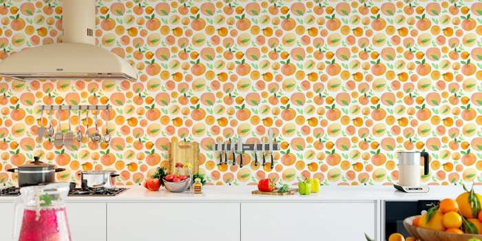 1060x1333 Self Adhesive Watercolor Orange Fresh Fruits Removable Wallpaper