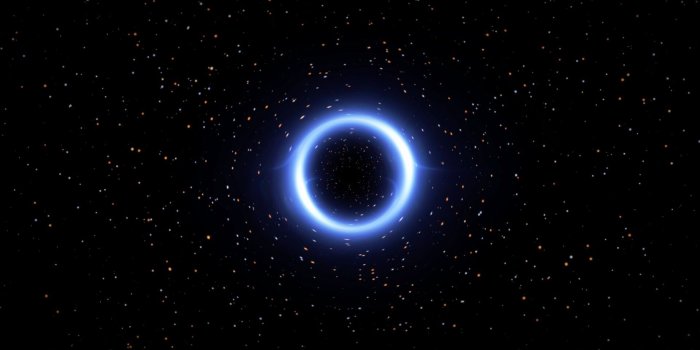 1920x1018 Supermassive black hole at the center of a galaxy distorts the light