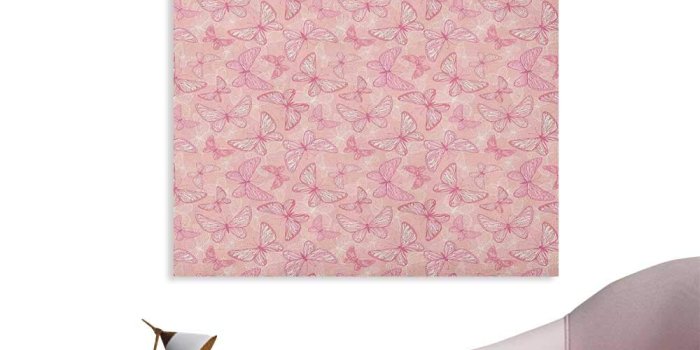 1000x1000 Amazon.com: Anzhutwelve Light Pink Wallpaper Cute Butterflies Ornate