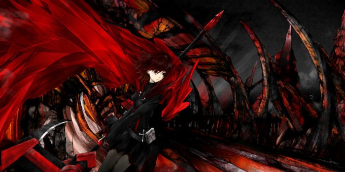 1920x1080 Rwby, Ruby Rose, Red, Black, Rooster Teeth, Anime Girls - Anime
