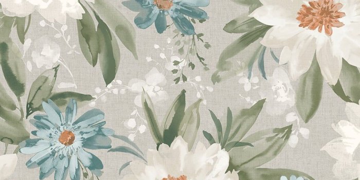 1000x1000 Painted Dahlia Flower Pattern English Garden Traditional Hand Painted  Wallpaper 676104