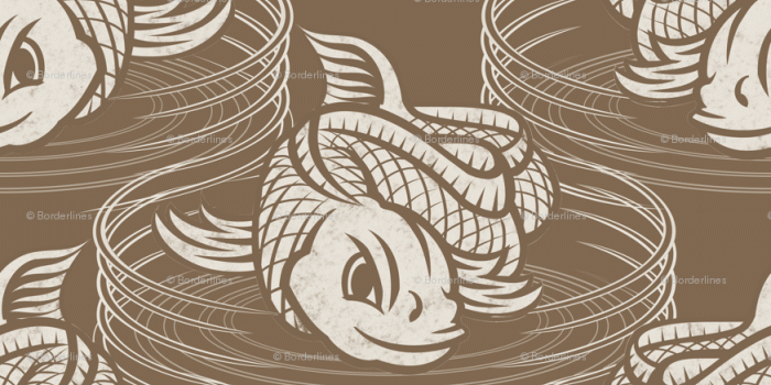 874x977 ☆ KOI FISH INVASION ☆ Taupe & White - Large Scale / Collection